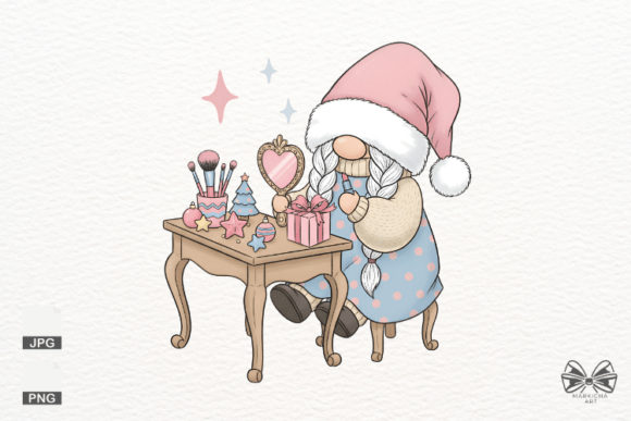 Cute Christmas Gnome Girl PNG Clipart for Festive Designs