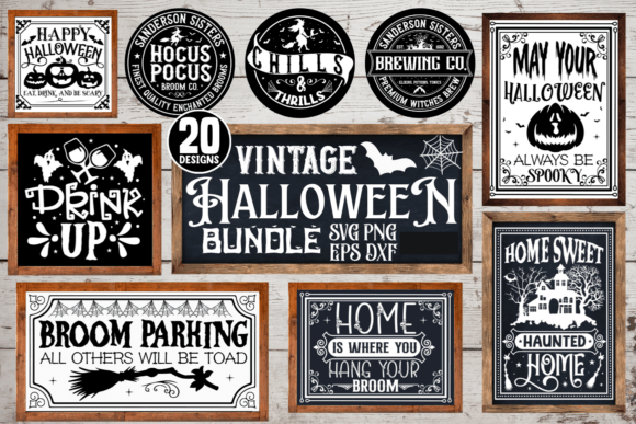 Vintage Halloween Sign SVG Bundle